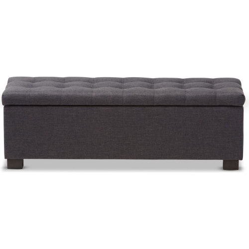 Roanoke Storage Ottoman Bench in Tufted Dark Gray Fabric